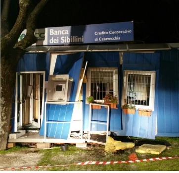 Caldarola: Assalto al Bancomat della Banca dei Sibillini